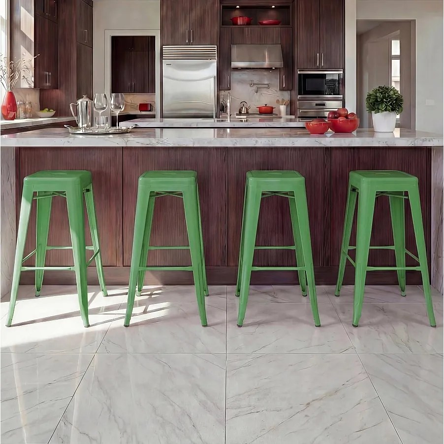 Metalowy stołek barowy MCW-A73 (zestaw 4 sztuk),  zielony