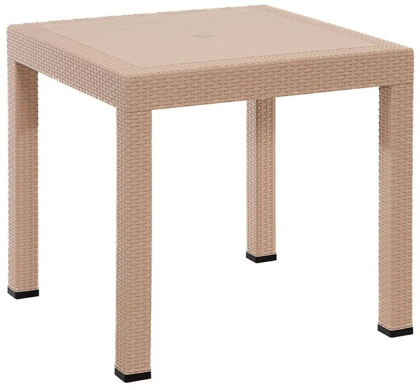 Beżowy zestaw mebli ogrodowych z imitacji rattanu dla 4 osób Rattan – Floriane Garden