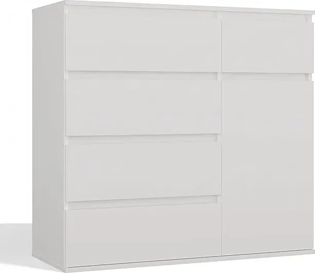 Biała nowoczesna komoda z szufladami i półkami 100cm B4-D90