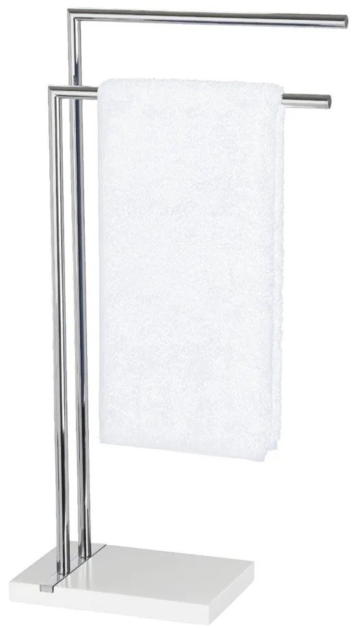 Stojak na ręczniki NOBLE WHITE - 2 ramienny, chromowany, WENKO