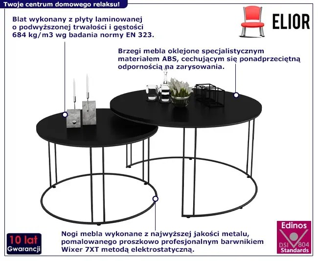 Czarne druciane stoliki kawowe - Eksa 4X