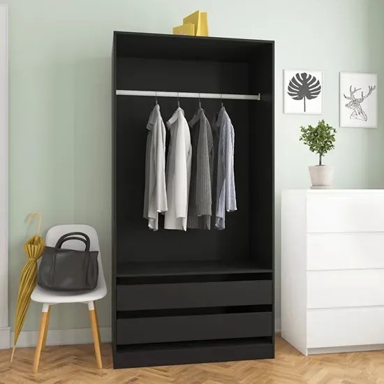 Czarna minimalistyczna szafa z drążkiem - Uxaro 3X