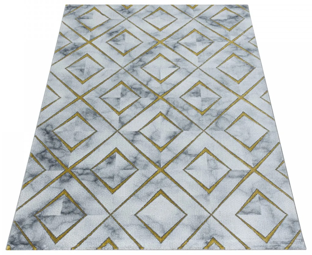 Dywan ekskluzywny Naxos romby szaro-złoty 140 cm x 200 cm