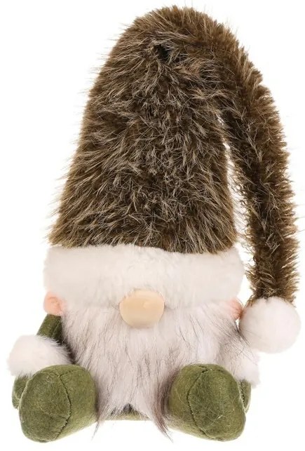 Dekoracja świąteczna Krasnal siedzący, wys. 20 cm, zielono-biały, 20 CM