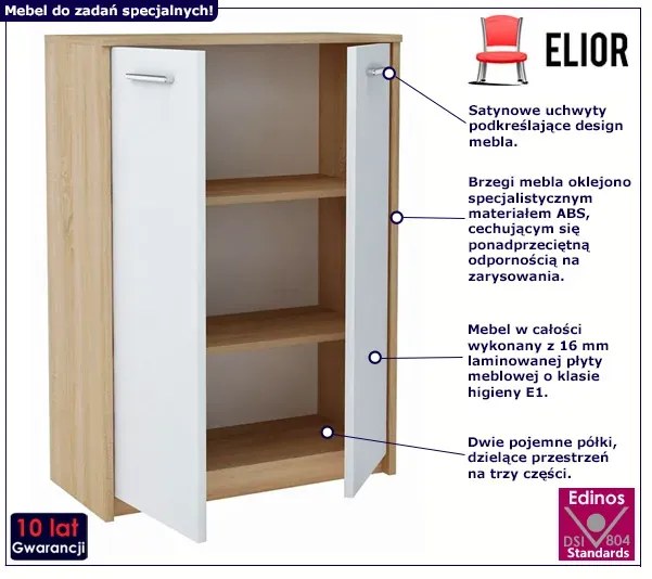 Klasyczna komoda do sypialni dąb sonoma + biały - Mirik