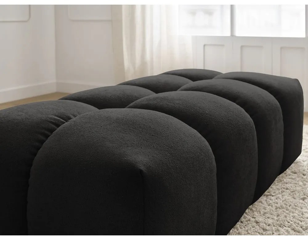 Czarny podnóżek z materiału bouclé Everest – Bobochic Paris