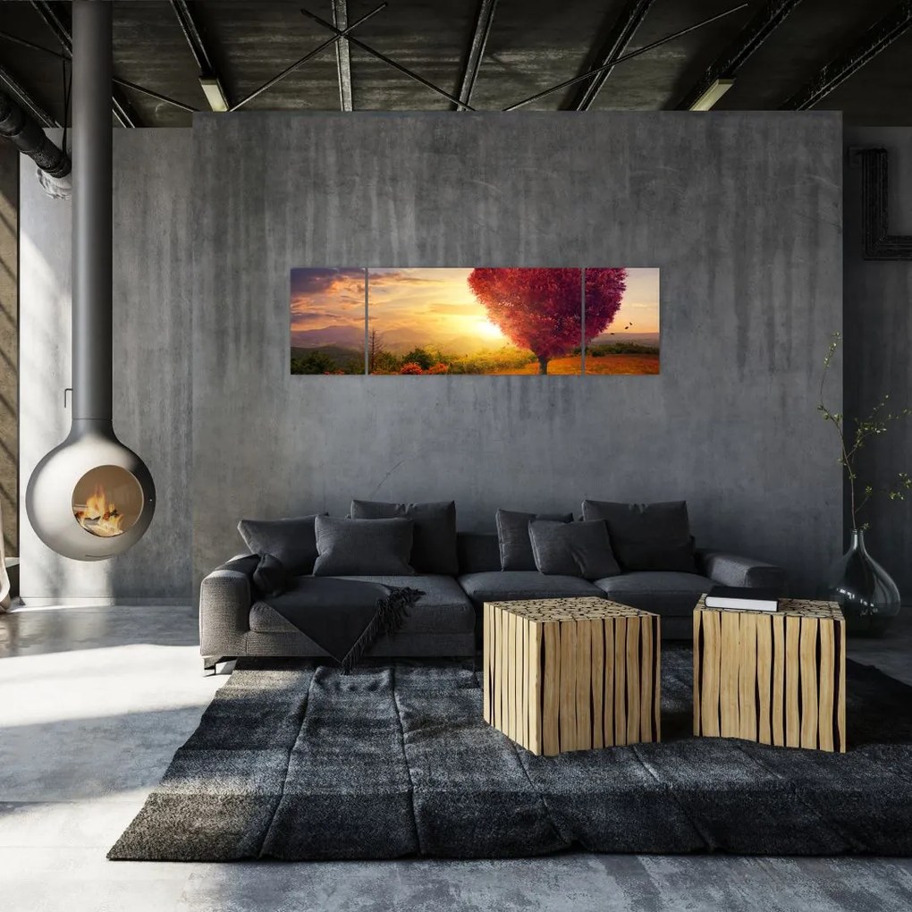 Obraz drzewa w kształcie serca (170x50 cm)
