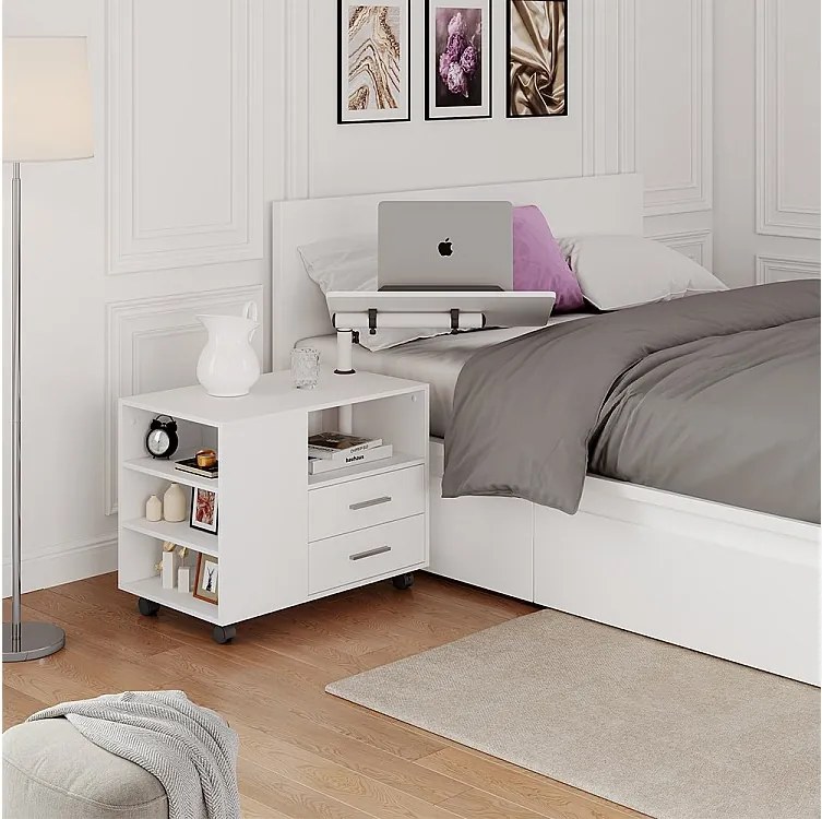 Stolik nocny biały 80x40x88 bora