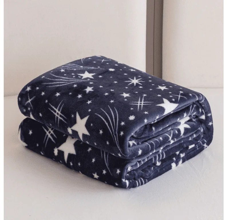 Mikropluszowy koc STARLIGHT, ciemnoniebieski Rozmiar: 200 x 220 cm