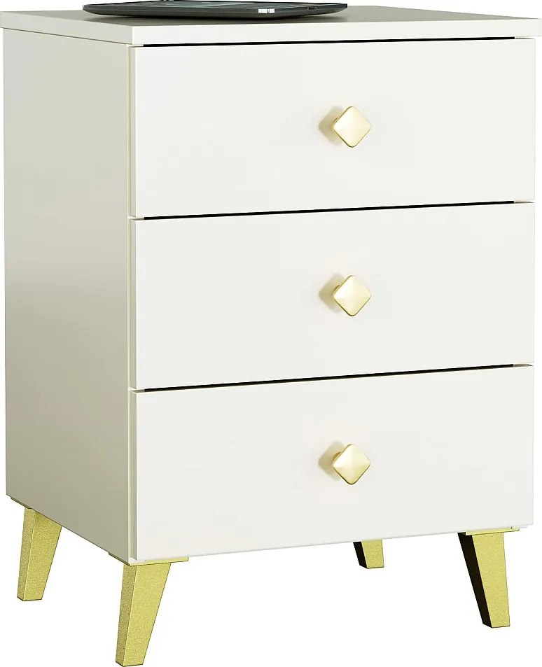 Szafka nocna AKORD MOBI Kaszmir 40 cm 3 szuflady kolor Kaszmir mat 40x37x58 cm