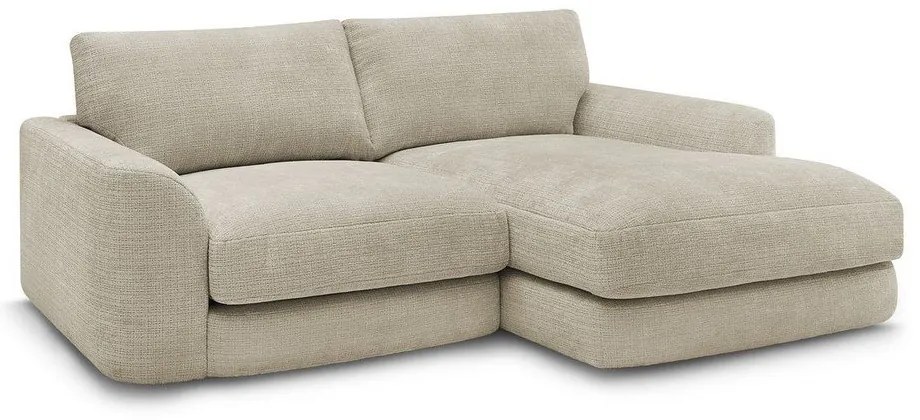 Beżowy narożnik z tkaniny szenilowej (prawostronny/z szezlongiem) Leonore – Bobochic Paris