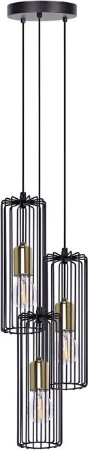 Czarno-złota industrialna lampa wisząca tuba - S776 C9-G76