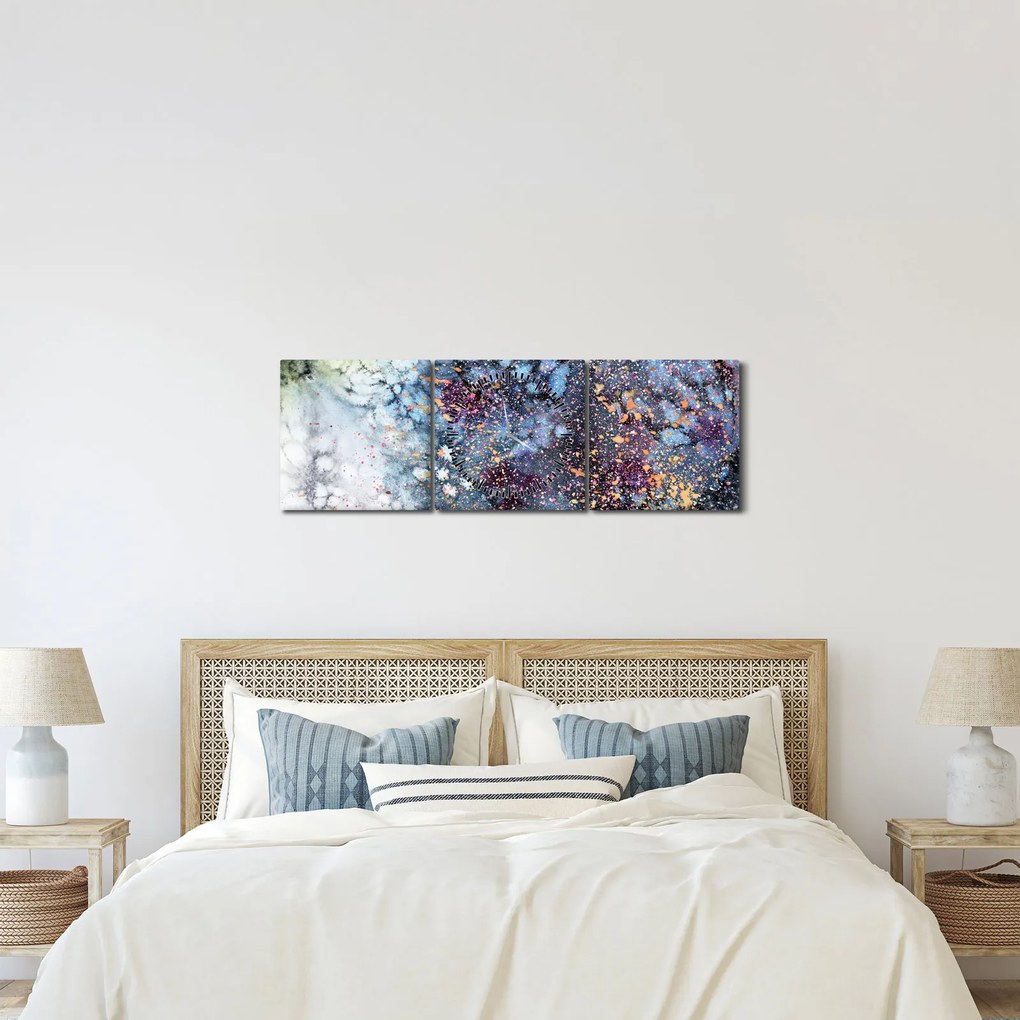Obraz - Abstrakcja (z zegarem) (90x30 cm)