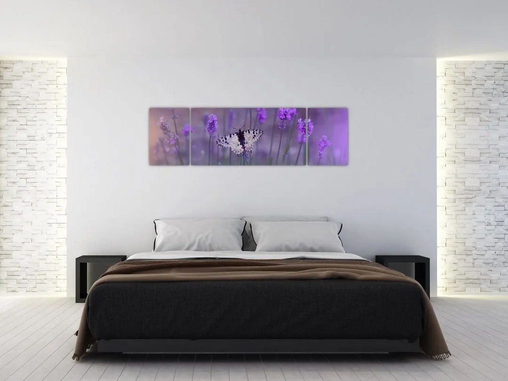 Obraz - Motyl w lawendach (170x50 cm)