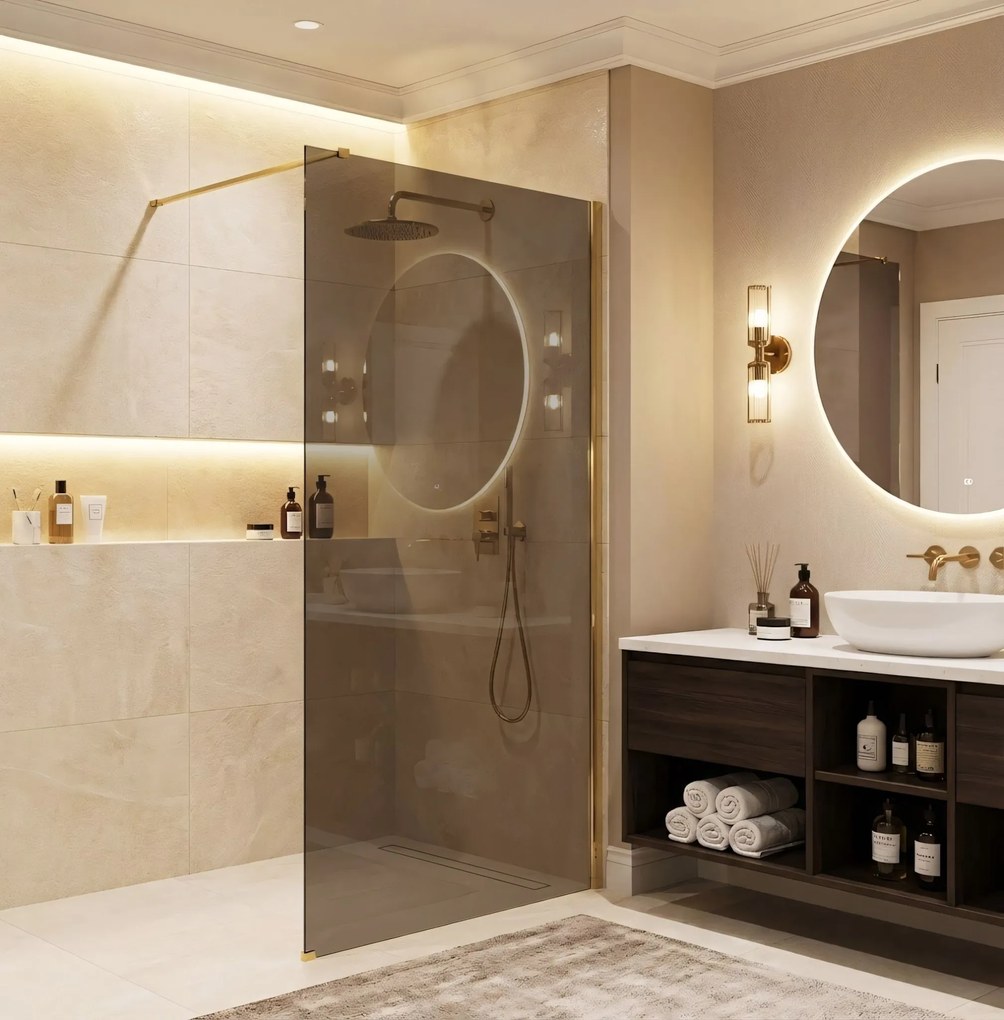 Kabina prysznicowa Walk-In Rea Flexi Brown / Gold 80