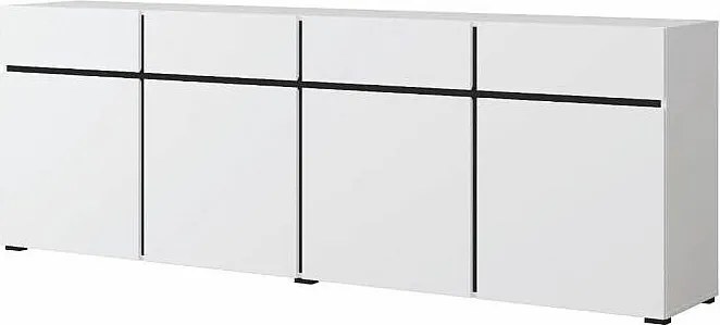 Komoda CROSS 4D4S 230cm biała/czarna