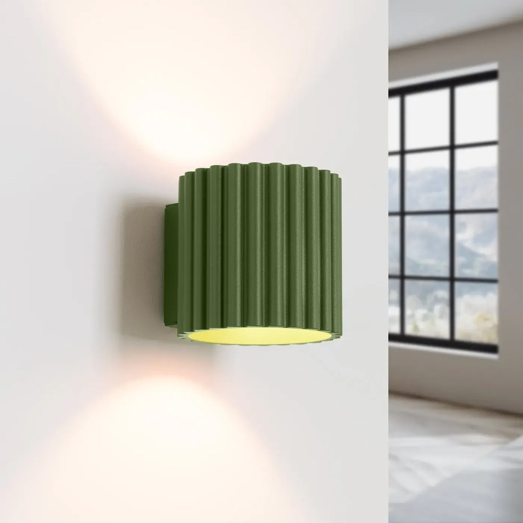 Kinkiet AURA zielony oliwkowy G9 ryflowany SOLLUX  LIGHTING