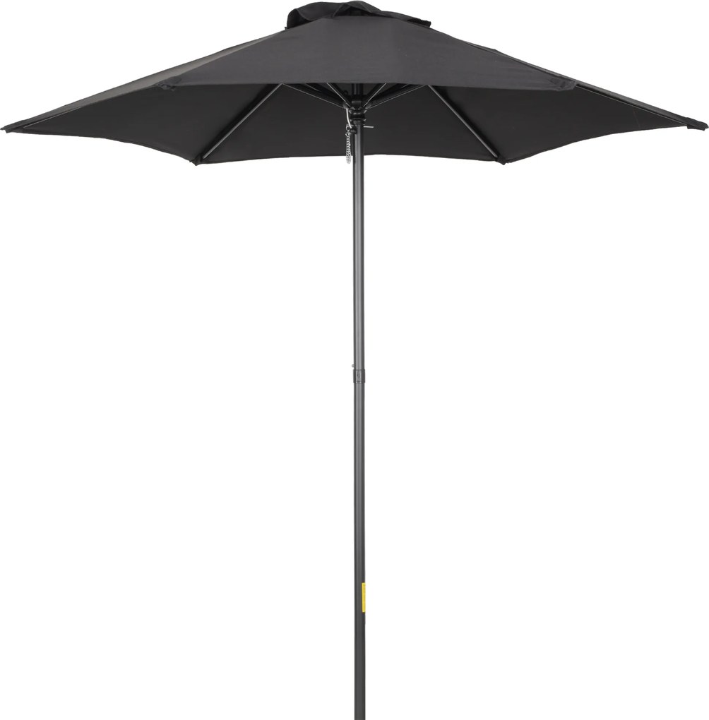 Outsunny Parasol Ø196 cm, Parasol z Funkcją Nachylenia, Sześciokątny Parasol Balkonowy do Plaży Balkonu Ogrodu, Czarny