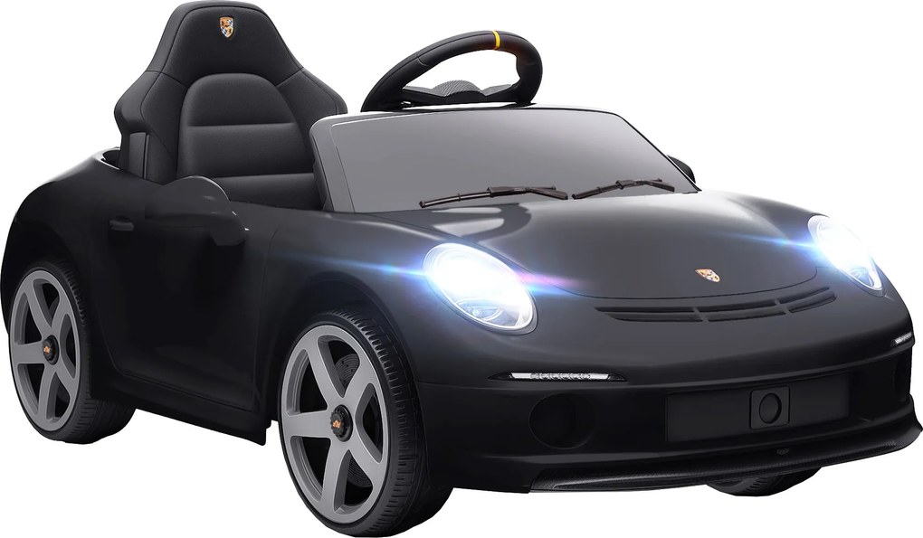 AIYAPLAY Elektryczny samochód dla dzieci 12V z pilotem, muzyką i pasem bezpieczeństwa — czarny