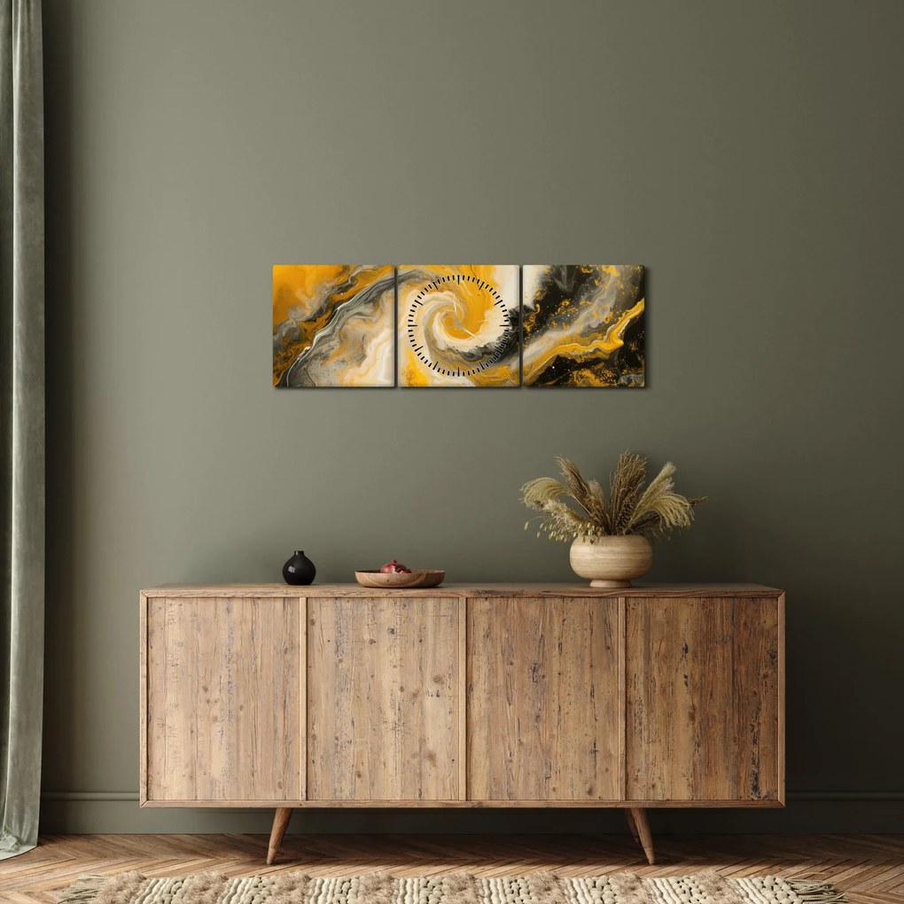 Obraz - Abstrakcja spiralna (z zegarem) (90x30 cm)