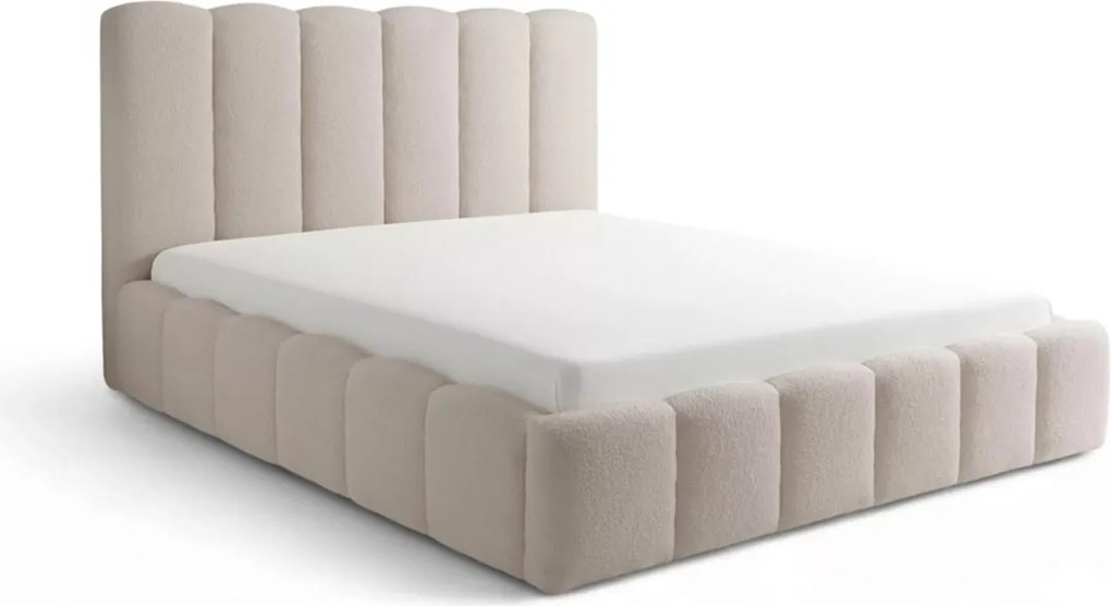 Łóżko tapicerowane Aura 160x200 z pojemnikiem - beżowa bukla Quelle 03