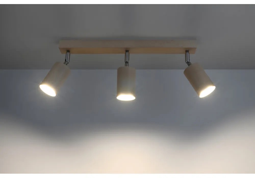 Drewniana lampa sufitowa Sollux Ludwik, dł. 45 cm