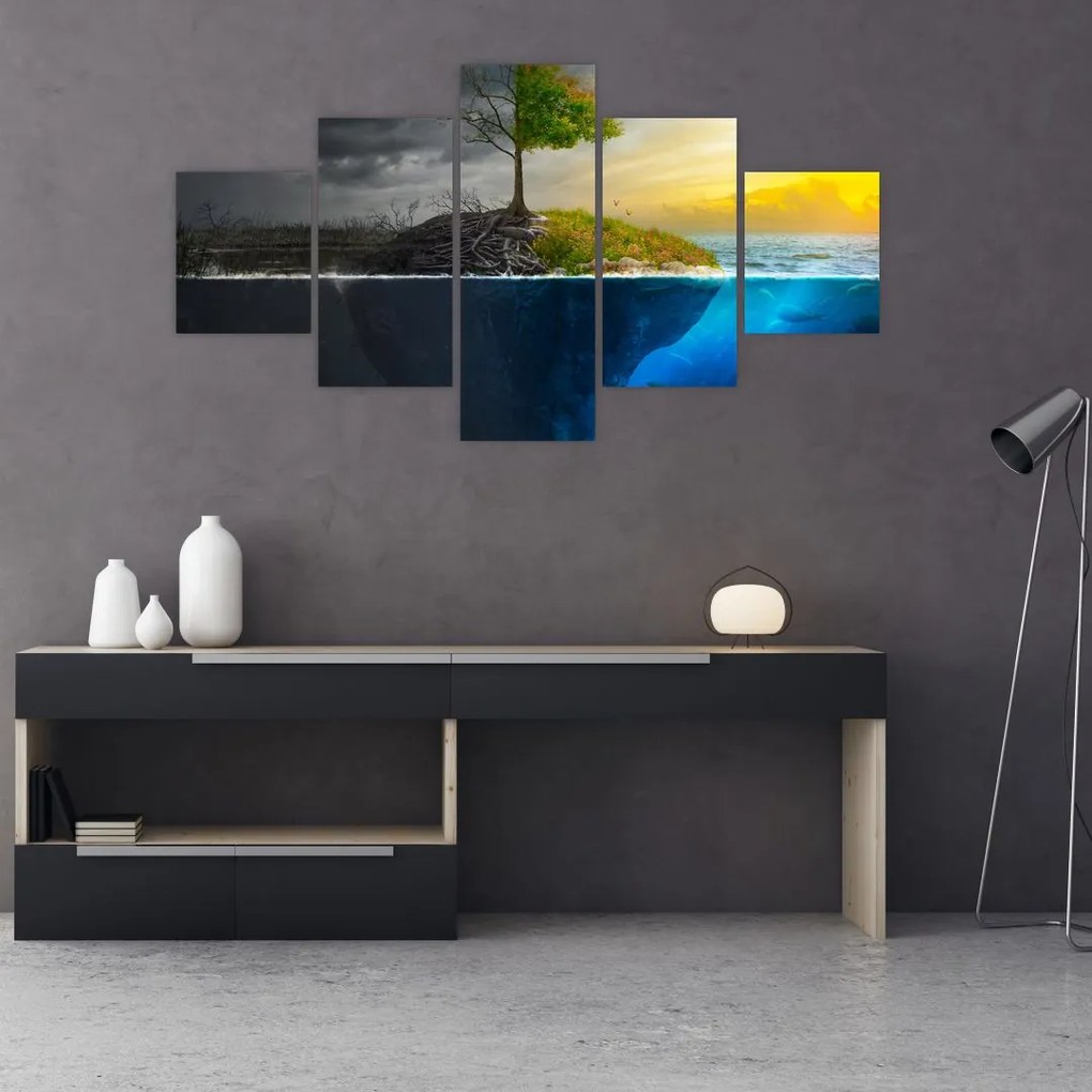 Obraz przedstawiający dwie strony (125x70 cm)