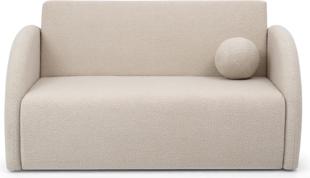 Sofa rozkładana Nubi trzyosobowa 140 cm z pojemnikiem - jasny beżowy boucle Quelle 03