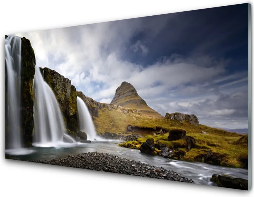 Panel Szklany do Kuchni Dziki Wodospad Górski