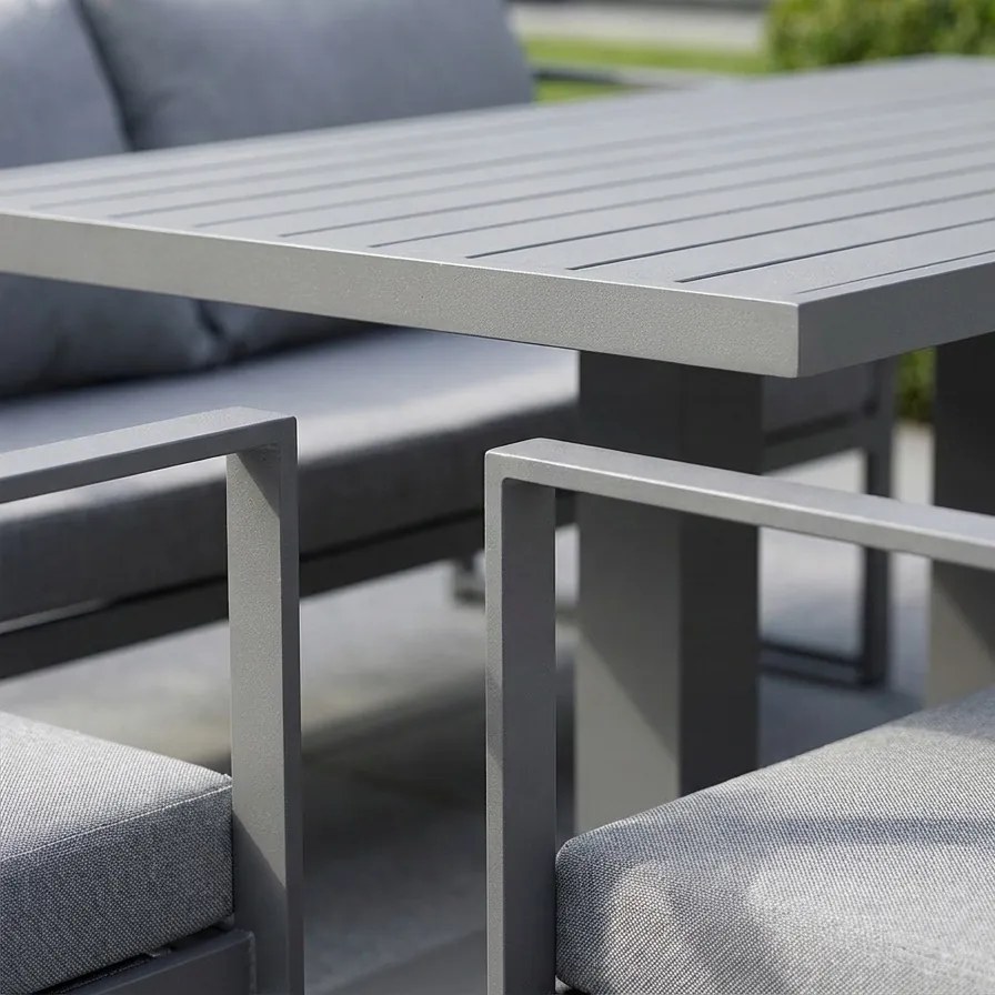 Zestaw mebli ogrodowych Bellagio NM2011-GR z sofami, fotelami i stołem, szary, poduszki szare