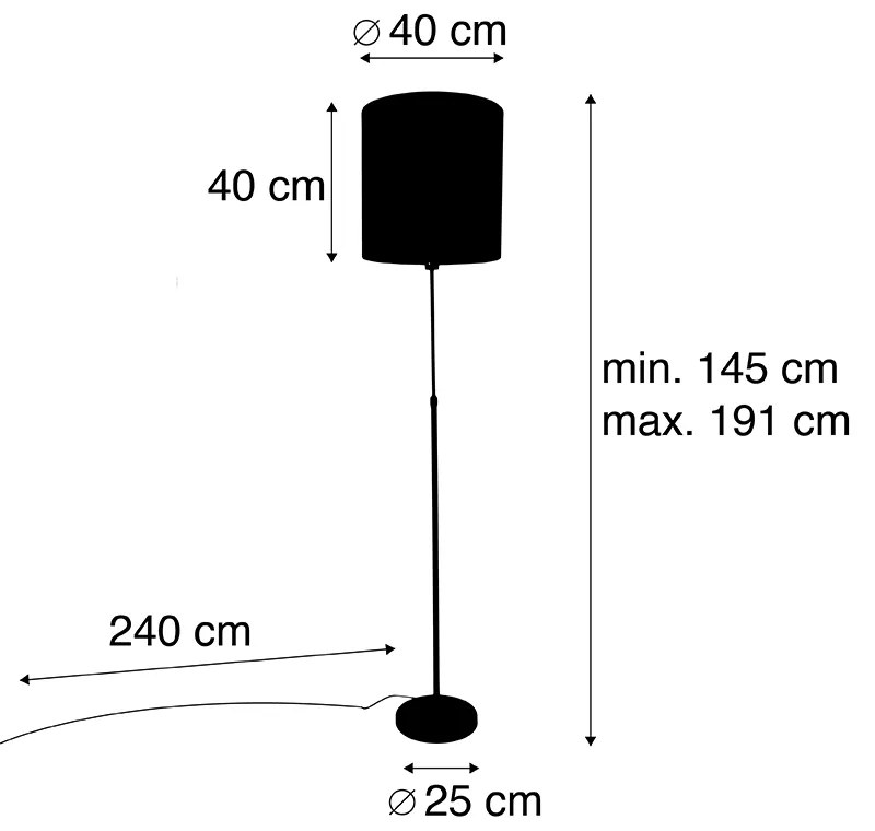 Lampa podłogowa regulowana czarna klosz welurowy zielony pawie oczka 40cm - Parte klasyczny/Antyczny Oswietlenie wewnetrzne