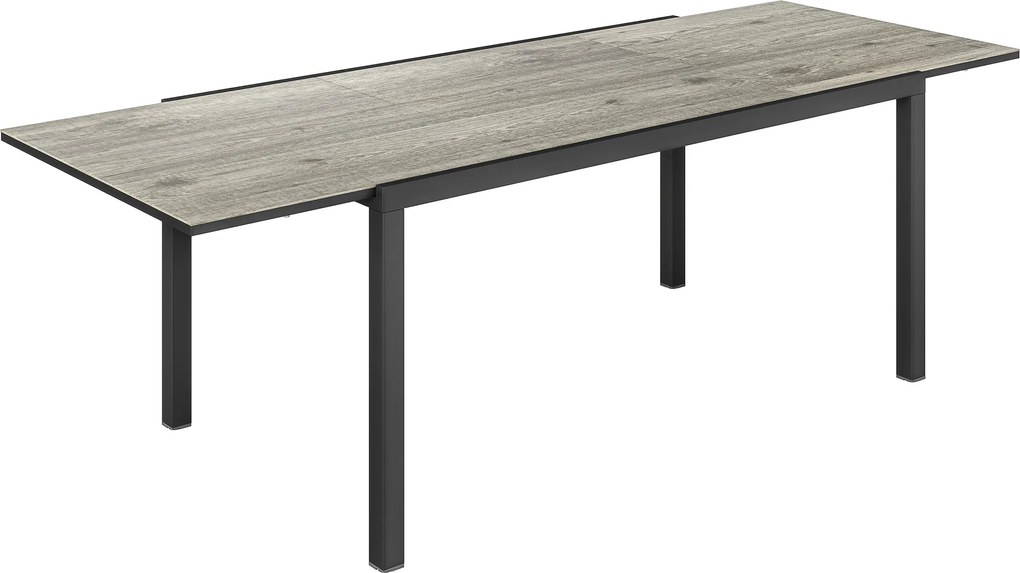 Outsunny Rozsuwany Stół na 6-8 Osób, Regulowany Stół Zewnętrzny z Aluminium, Stali, Tworzywa Sztucznego, Efekt Drewna, Szary