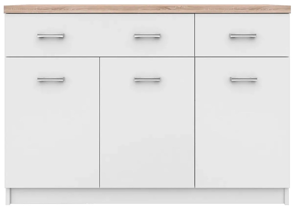 Biała Komoda Z Szafkami I 2 Szufladami 120 Cm E9-C96