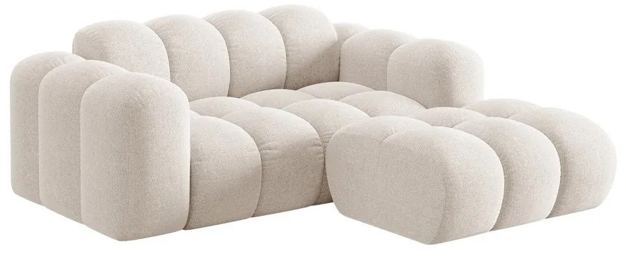 Kremowy narożnik z tkaniny szenilowej (prawostronny/z szezlongiem) Treno – Cosmopolitan Design