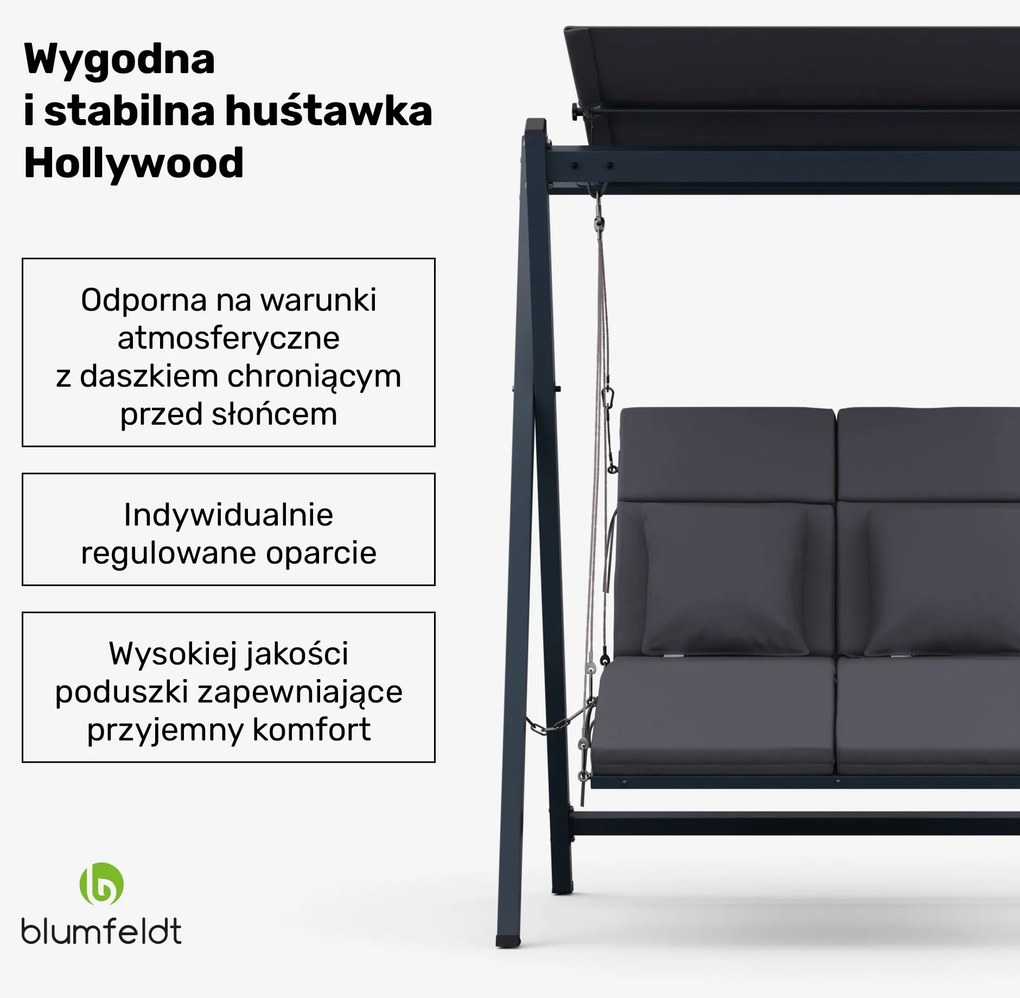 Blumfeldt FlexiSwing Huśtawka ogrodowa w stylu Hollywood