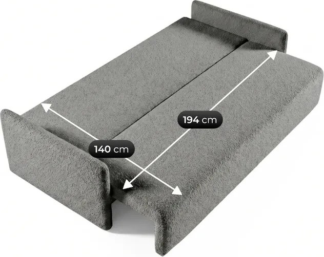 Sofa VENI Rozkładana Dwuosobowa Ciemnoszara Boucle Japandi