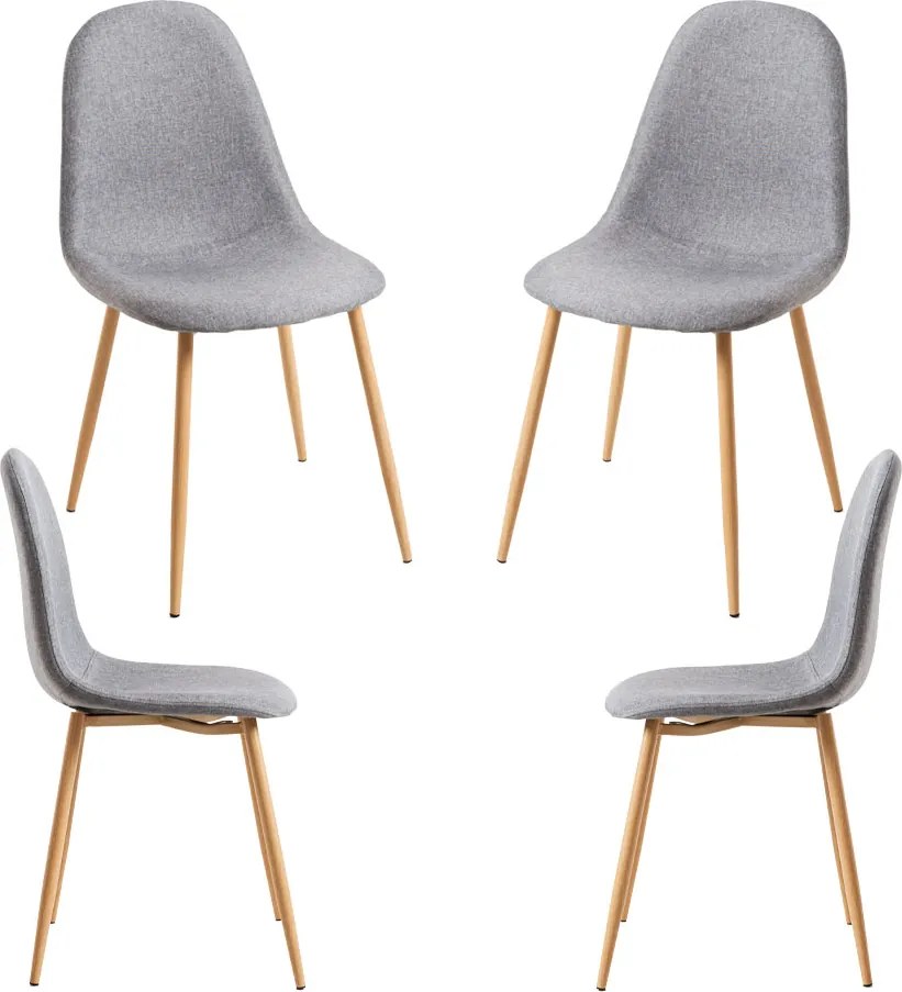 Zestaw 4 Krzese Teok Tkanina