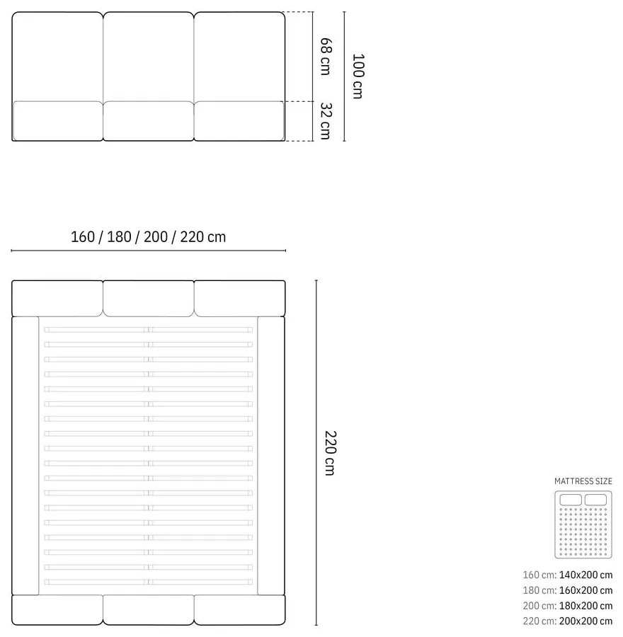 Ciemnoniebieskie aksamitne tapicerowane łóżko dwuosobowe ze schowkiem i stelażem 140x200 cm Brody – Mazzini Beds