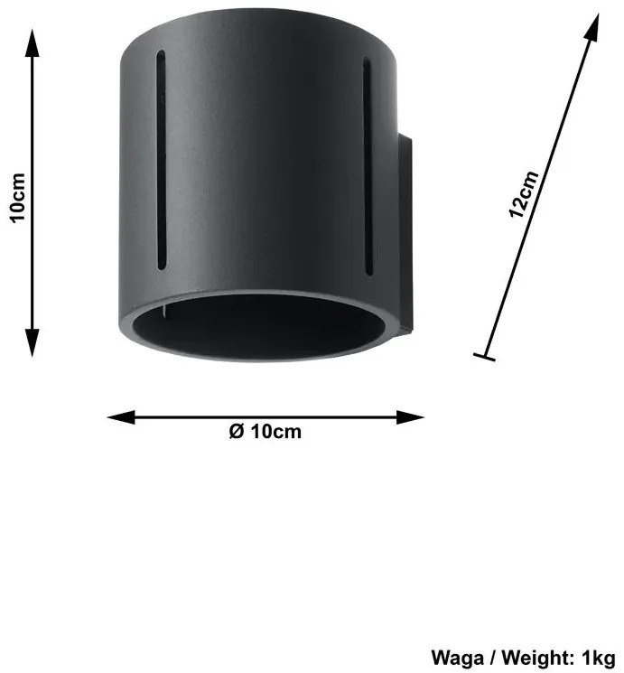 Nowoczesny kinkiet tuba czarny R6-S41