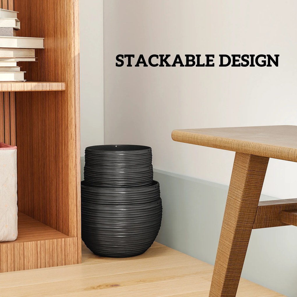 Outsunny Pojemniki na rośliny do wnętrz i na zewnątrz, samonawadnianie, wiszące donice z metalowymi łańcuchami, 4 sztuki, czarne | Aosom PL