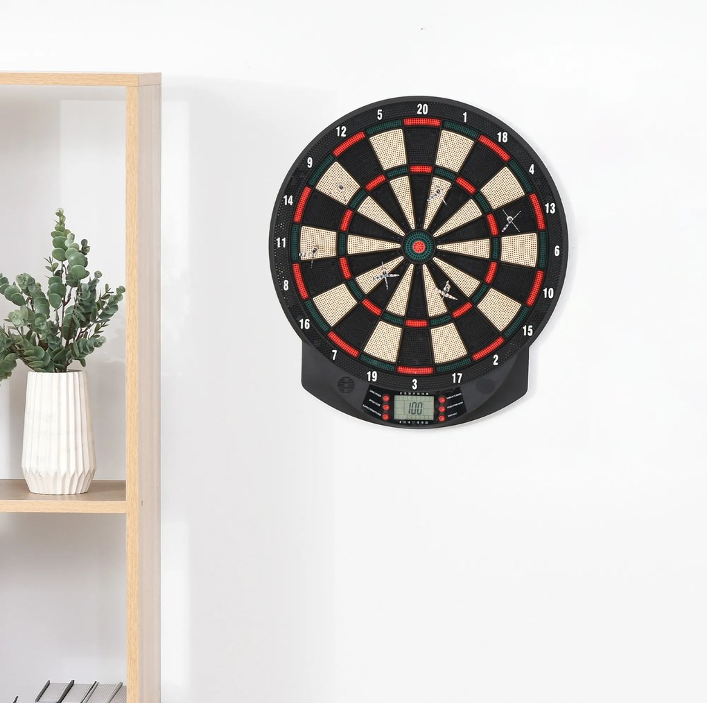 Elektroniczna tarcza do darta z 6 rzutkami dla 8 graczy Gry i zabawy w domu Czarno pomarańczowa | Aosom PL