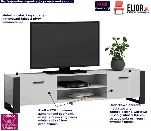 Biała nowoczesna szafka RTV 185 cm P1-T15