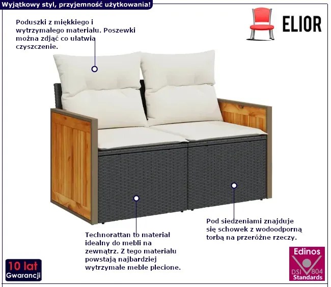 Sofa ogrodowa z białymi poduszkami - Sydnet 5X