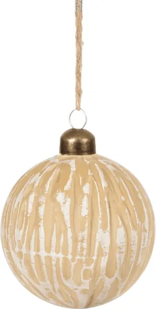 Szklana ozdoba świąteczna ANTIC WOOD 8 cm, beżowa