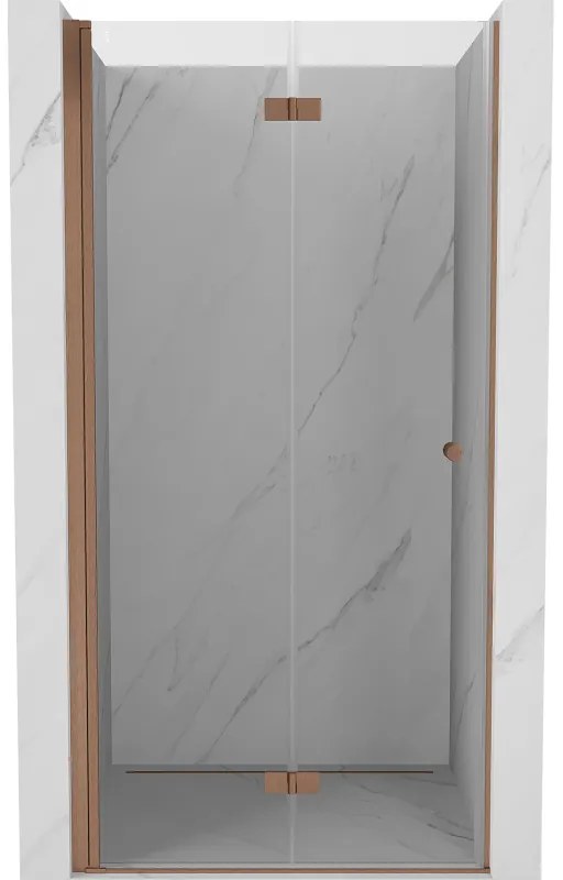 Mexen Mist-F drzwi prysznicowe składane lewe 60 cm, transparent, miedź szczotkowana - 8A6-060-000-65-00-L