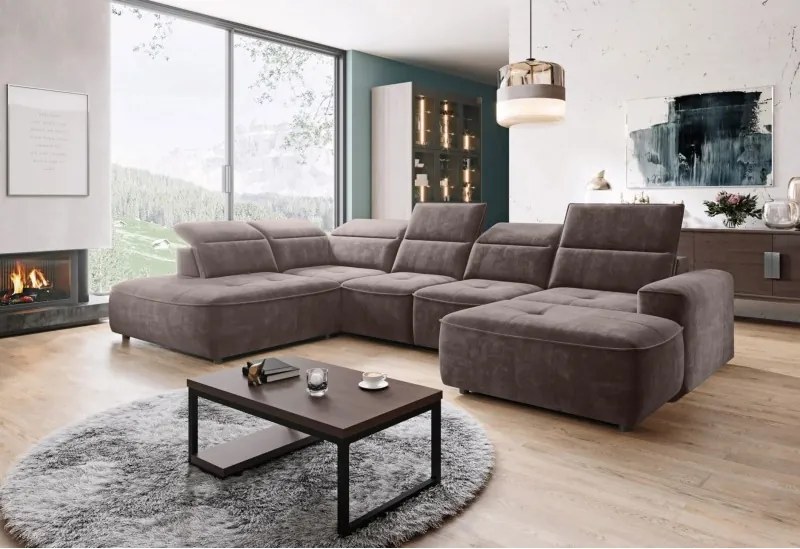 Narożnik COLOMBO XL Lewostronny z elektryczną regulacją siedziska w tkaninie PALLADIUM 05 WERSAL