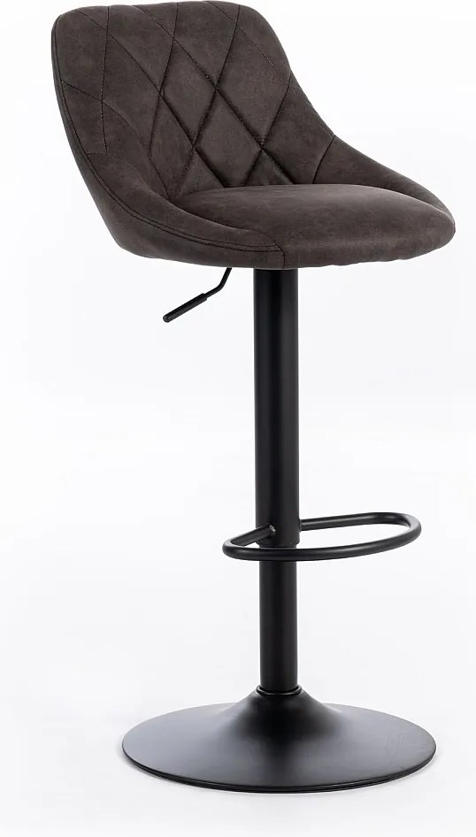 Zestaw 2 nowoczesnych wysokich krzeseł "Tema" w ciemnoszarej tkaninie tapicerowanej z podnóżkiem 50x45 cm 84h