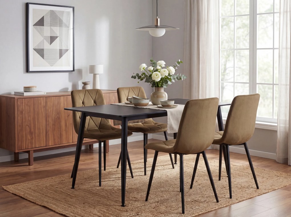 Stół jadalniany RION 130x70 cm z ceramicznym blatem, czarny marmur