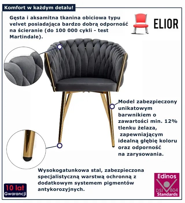 Szare nowoczesne krzesło plecione  W9-S33