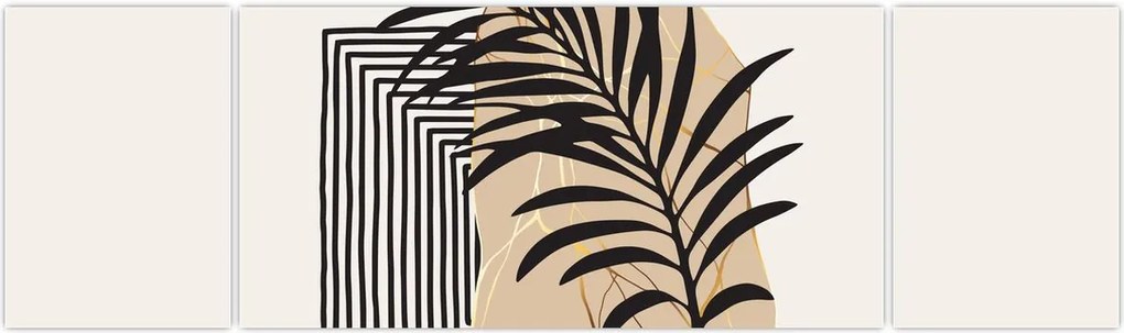 Obraz - Abstrakcja z tropikalnymi liśćmi N⁰3 (170x50 cm)